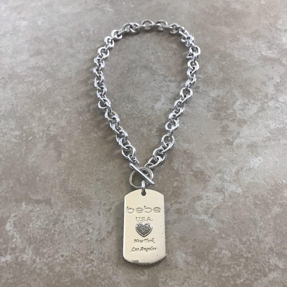 Bebe Dogtag Toggle Necklace